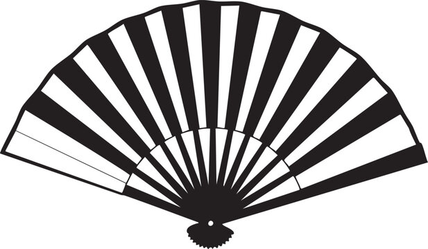 Black and white striped traditional paper fan