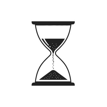 Minimalist Black and White Hourglass Vector Icon - Symbol for Time Management, Deadlines, and Waiting