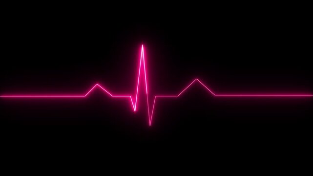 Glowing Blue Heartbeat ECG Line on Dark Background, Futuristic Medical Pulse Monitor Waveform, Neon Cardiology Signal Graph, Digital Health Care Technology Concept, Vital Signs Rhythm Display