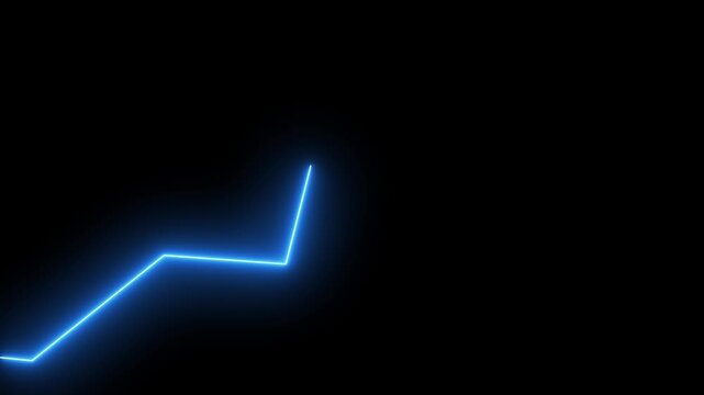 Rising neon colored line graph showing upwards trend in stock market.4K resolution graphic animation.