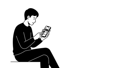 Man sitting and using smartphone device. © rapa