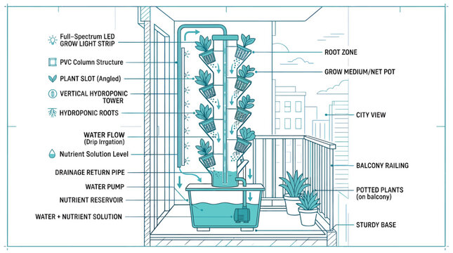 Vertical Farming, Hydroponic System, Indoor Gardening, Sustainable Agriculture