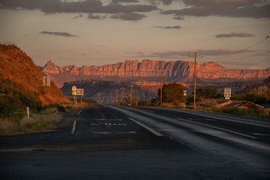 Country road heading to the mountains