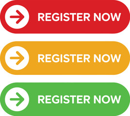 Fototapeta premium Register now button vector design featuring colorful red yellow green styles for modern web interface digital marketing banner template