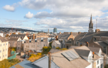 Obraz premium Tilt-Shift Panorama of the old part of Cork, Ireland 