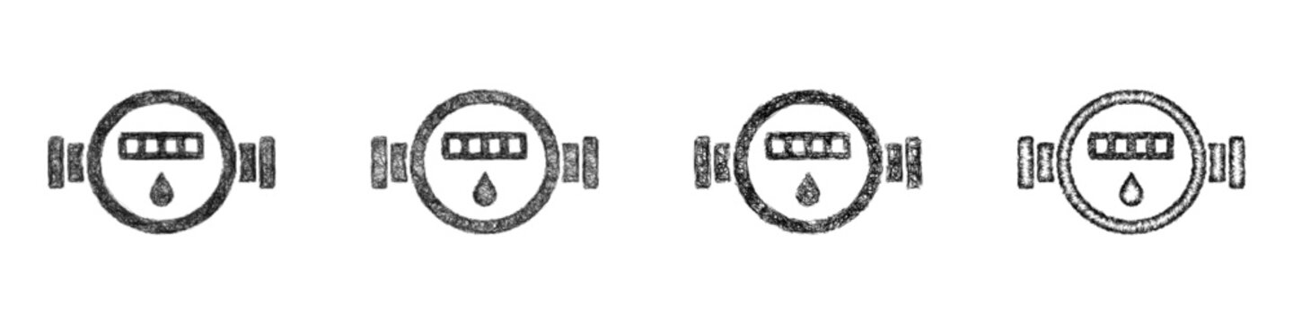 Sketch water meter icon design set