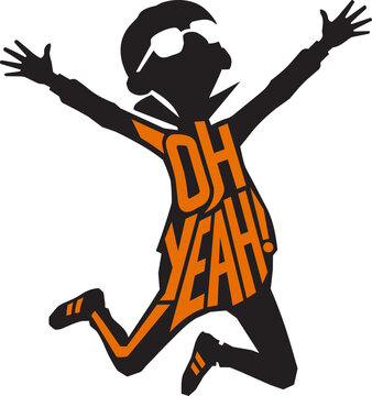 Cool Boy Silhouette with "Oh Yeah!" Custom Typography