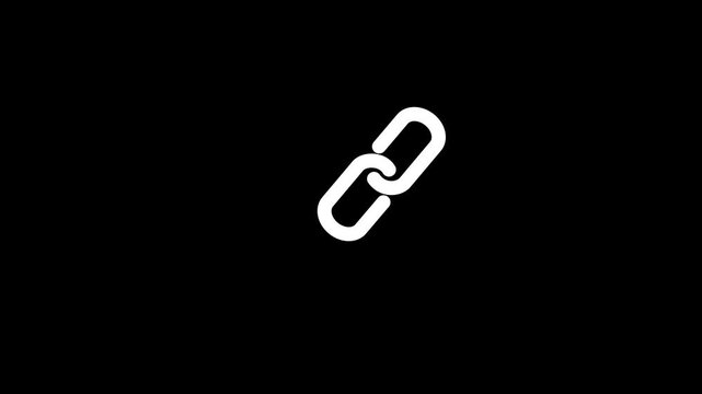 black chain link icon animation on white background