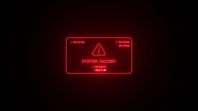 System hack security breach computer hacking warning message hacked alert. Motion graphics animation 4K resolution