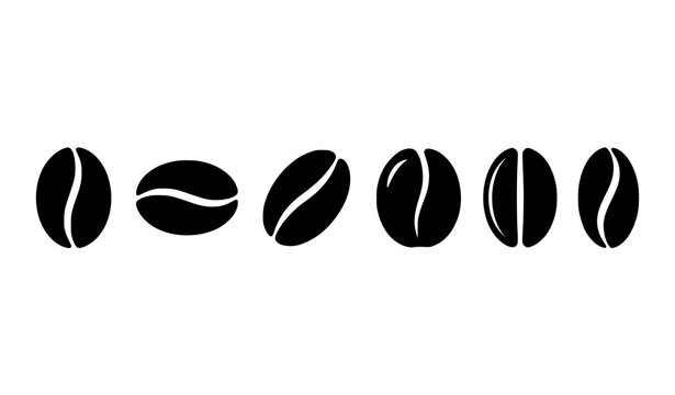 Coffee bean silhouette icons set black and white vector collection isolated on white