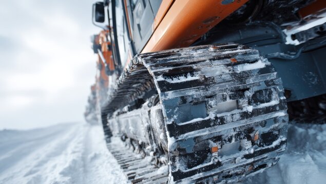 Heavy Duty Crawler Tracks on Snowy Terrain.