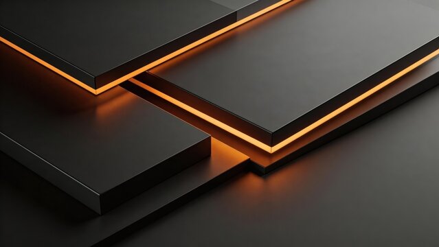 Modern geometric shapes with glowing edges