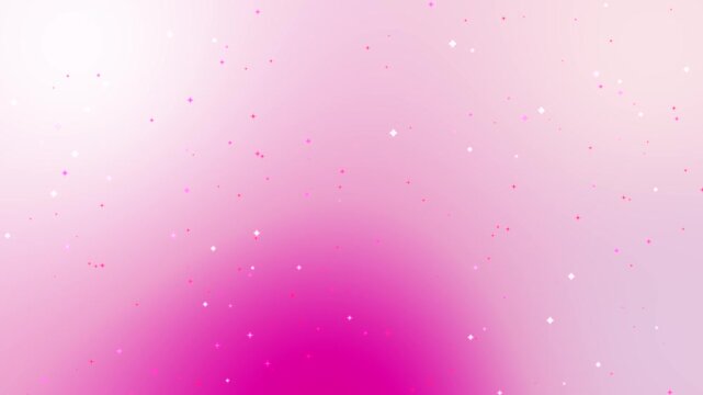 Soft pink bokeh bathes the scene in gentle glow. Glowing sparkles float like magic dust across the frame. Dreamy motion enhances the serene