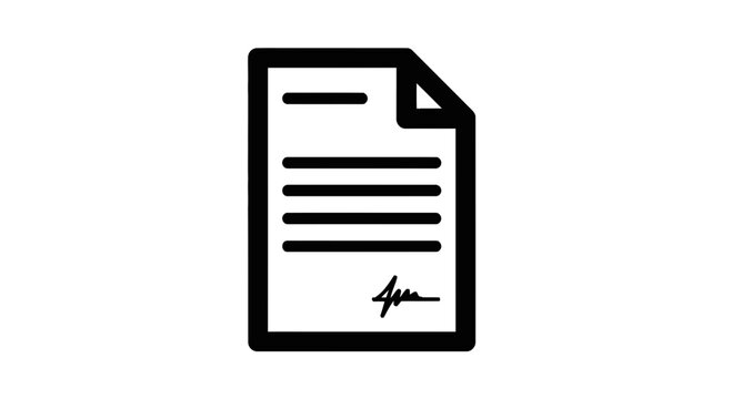 Signed Contract Document Line Art Vector Icon