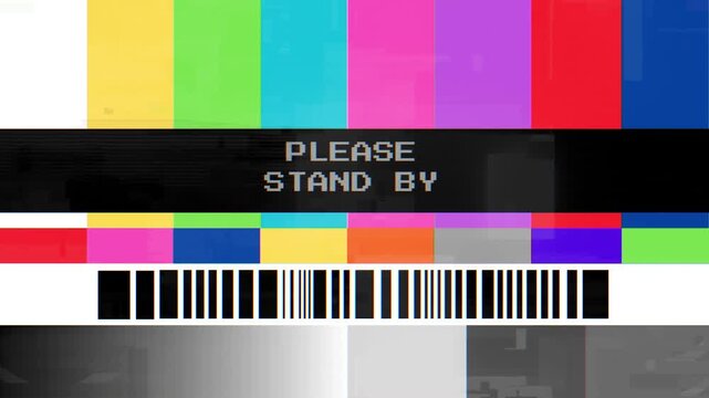 Classic Analog Television Test Screen with 'Please Stand By' Alert