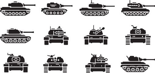 Military Tank Silhouette Vector Icon Collection © Vector 4 You
