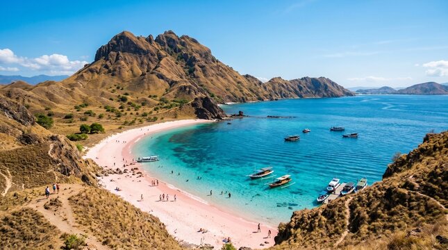 Pink sand beach at Padar Island in Komodo National Park