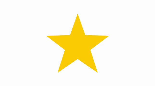 A single flat yellow five pointed star icon isolated on white background.