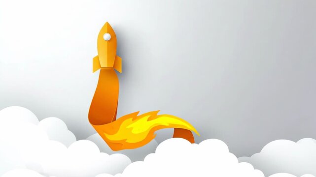 Seamless loop IPO rocket launch background, minimal growth momentum concept.