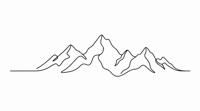 Continuous single line drawing of mountain range landscape.
