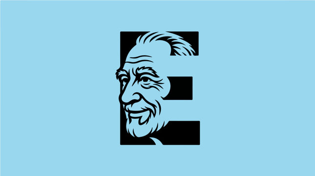 Creative Letter E Typography Logo Design With A Human Face Profile.