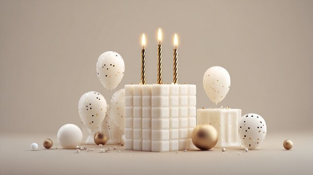 Elegant Birthday Celebration with Candles and Balloons.