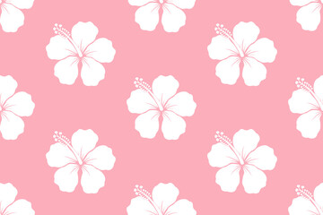 Hibiscus seamless pattern background, Seamless tropical floral pattern. For wallpaper, fabric, textile © pas_td 4425