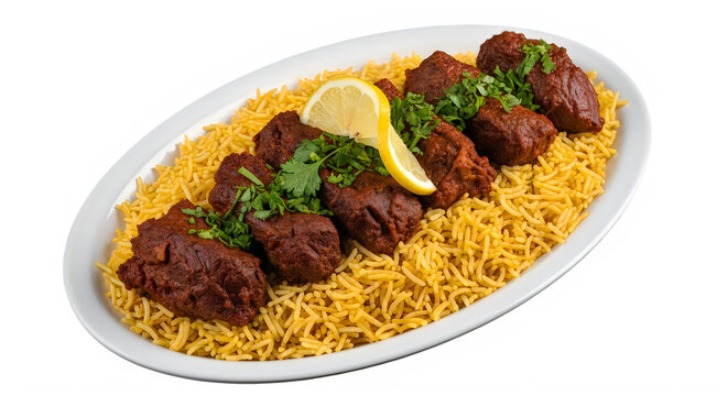 Delicious lamb kabsa a middle eastern rice and meat dish
