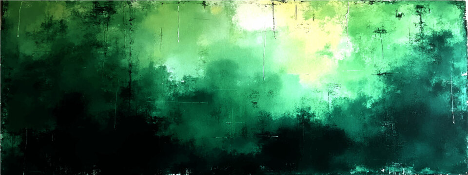 An abstract grunge green nature background features a bright grass texture and a light pattern of particles under a summer sun wallpaper design
