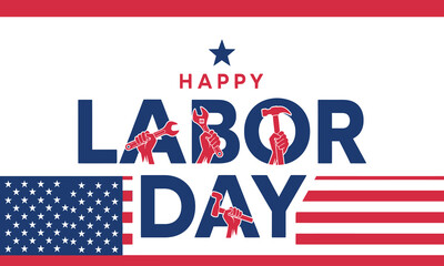 Naklejka premium Happy labor day patriotic illustration with american flag elements