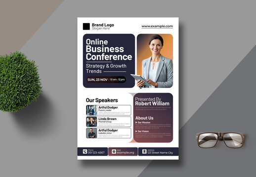 Online Conference Flyer Design Template Layout