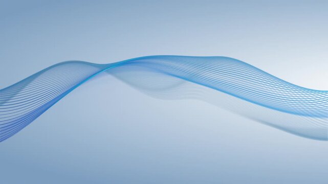Abstract defocused blue waves on a light background. Smooth sweeping movements of liquid lines. Simple scientific background. Light blue and white close-up of waves on a gentle. 60fps loop.