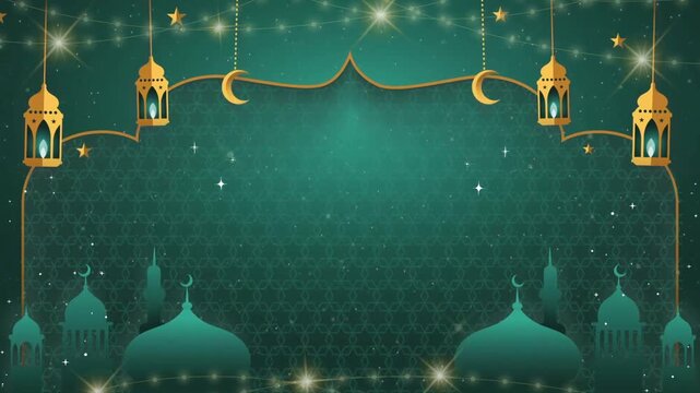 Eid Ramadan Green And Yellow Vibrant Illustrative Greeting Video