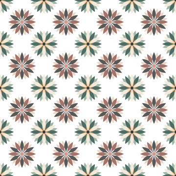 Floral Geometry: An intricate design of repeating floral pattern with a harmonious blend of colors, creating a visually captivating arrangement.