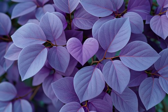 Cluster of purple heart shaped leaves covering plant surface