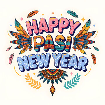 happy pasi new year celebration with festive typog