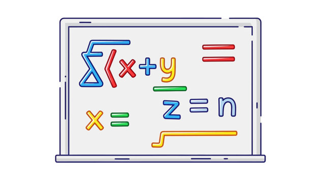 Mathematical Equations on Laptop Screen Display.
