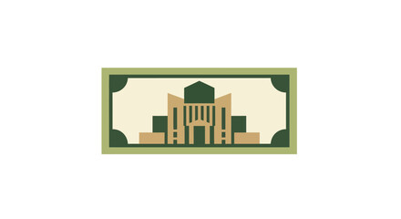 Naklejka premium Stylized government structure on banknote, representing financial policy