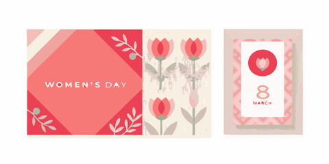 Floral card collection with women s day and march 8th greetings © KrishnaPada