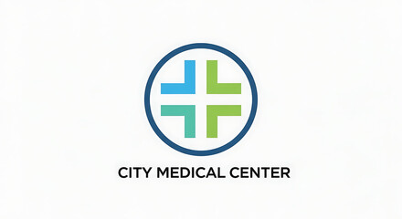 Obraz premium City Medical Center logo with a modern, clean design featuring a stylized cross emblem indicating healthcare services