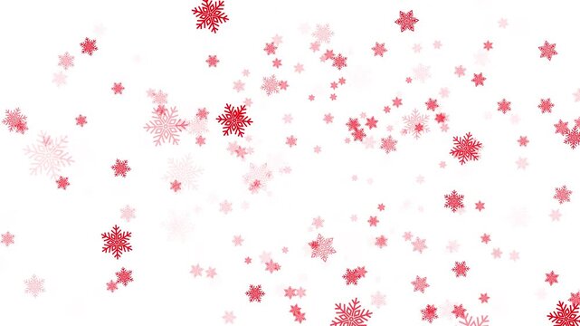 Red snowflake white background scattered winter flakes, clean open space, and soft holiday style. for Christmas videos, seasonal greetings, festive titles, winter promos, and celebration overlays.
