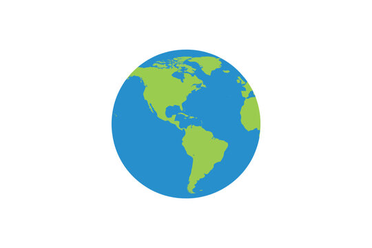 Simple stylized two-dimensional globe with continents