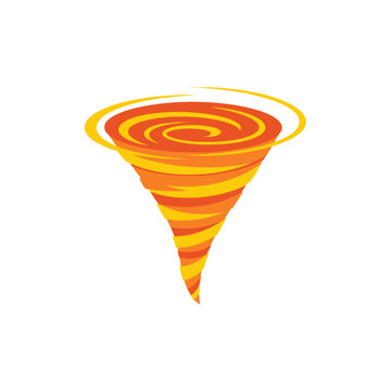 Orange and Yellow Swirling Tornado Icon on White Background