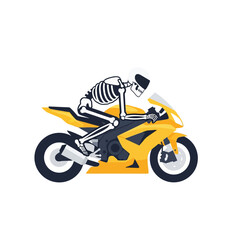 Obraz premium Dynamic skeleton biker on a speedy yellow motorcycle, embodying the thrilling journey of speed