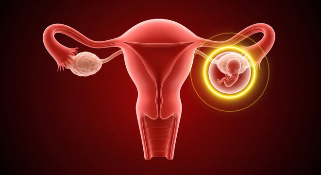 Medical illustration of female reproductive system ectopic pregnancy