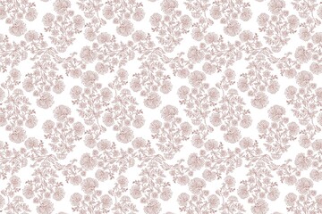 Fototapeta premium Pink floral pattern on white background, delicate damask texture