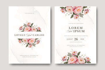 Obraz premium wedding invitation card with beautiful flowers garden