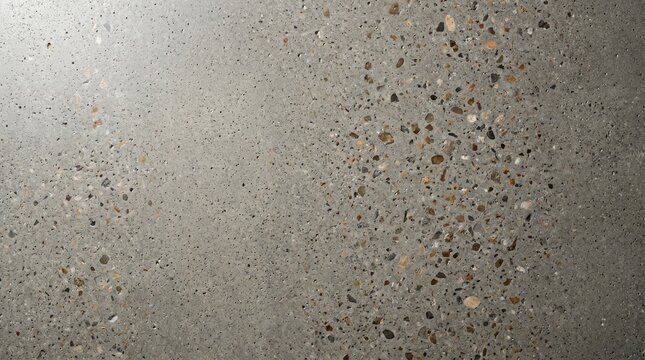 Concrete polished smooth full frame overhead vivid grey aggregate and pore detail raking studio light background photorealistic 8K professional commercial background seamless clean stock