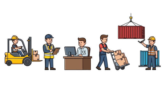 Warehouse Workers Managing Inventory and Shipments.