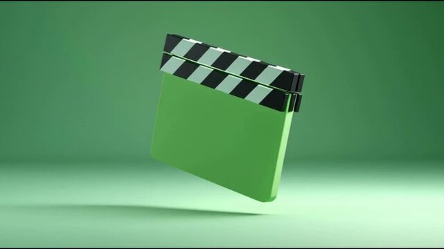 Green movie clapper board, film slate, cinematic prop, movie production